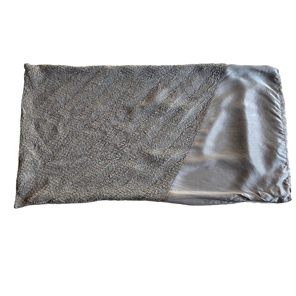 L'erba 100% Silk King Pillow Sham Crinkle Rouched Taupe Luxury Bedding